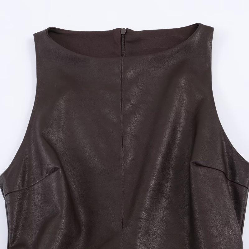 Spring 2026 Spicy Girl Leather Effect Jumpsuit Skirt 