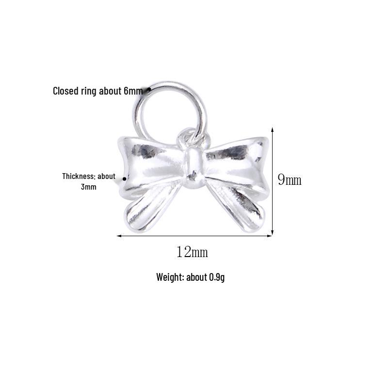 

S925 Sterling Silver Bubble Dog Bow Pendant Charm for DIY Beaded Bracelets