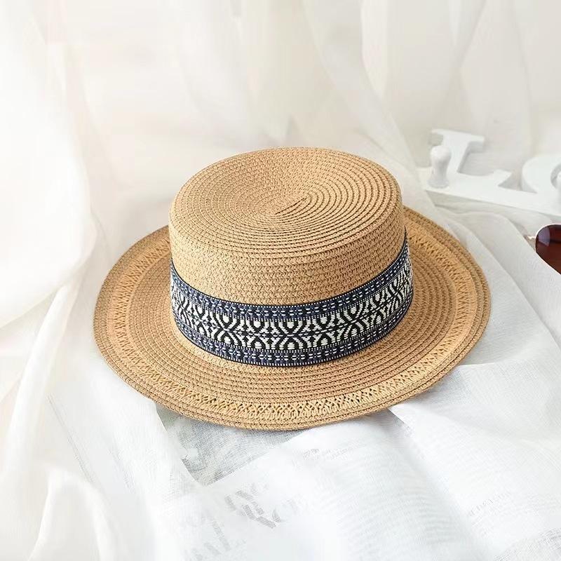 

WTEMPO женская летняя соломенная шляпа с защитой от солнца с плоским верхом, пляжная шляпа от солнца для путешествий и туризма 56-58cm хаки