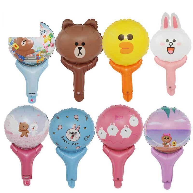 Разноцветные ручные мультяшные шары на палочках