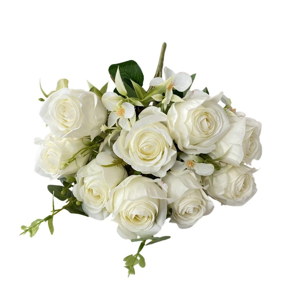 9 Heads Simulation Flower Bouquet Multicolor Faux Flower Creative Bridal Bouquet Desktop Ornament