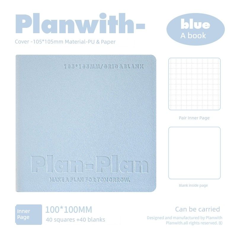 

Planwith Pocket Square Portable Portable Notebook [Square Blank] blue-blue