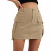 Fashion Summer Women's Short Cargo Skirts Pockets Solid Color Mini Casual Hip Lift Ladies Skirts Ladies Elegant Slim Fit Clothing