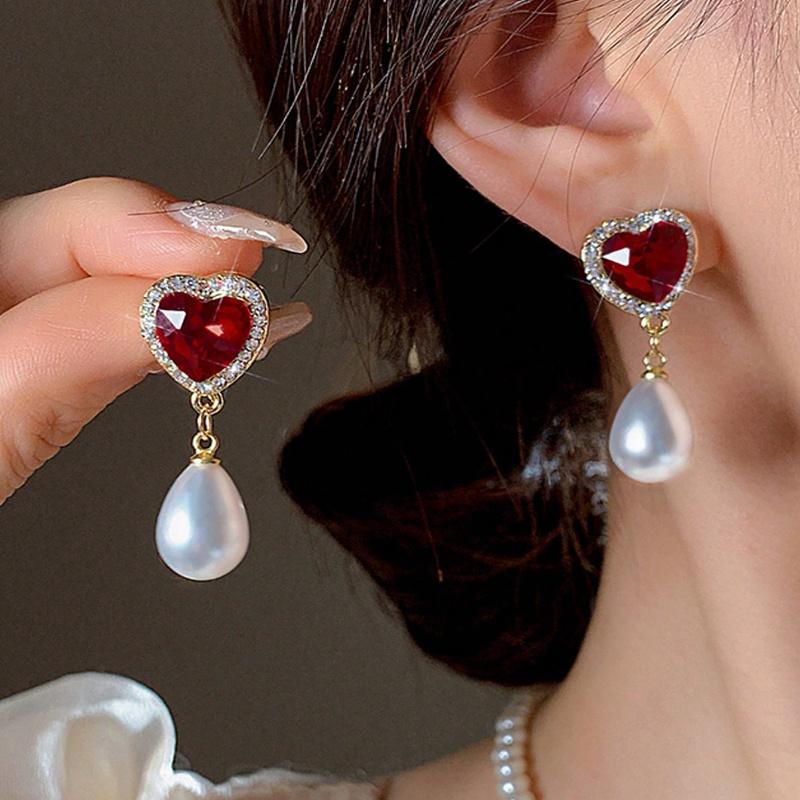 Heart Pendant Earrings for Women, Love Shape Dangle Earrings, Valentine's Day Jewelry Gifts for Her, Anniversary Party Accessories