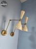 Mid Century Italian Brass Wall Sconce Pair: Cream Diablo Stilnovo Style