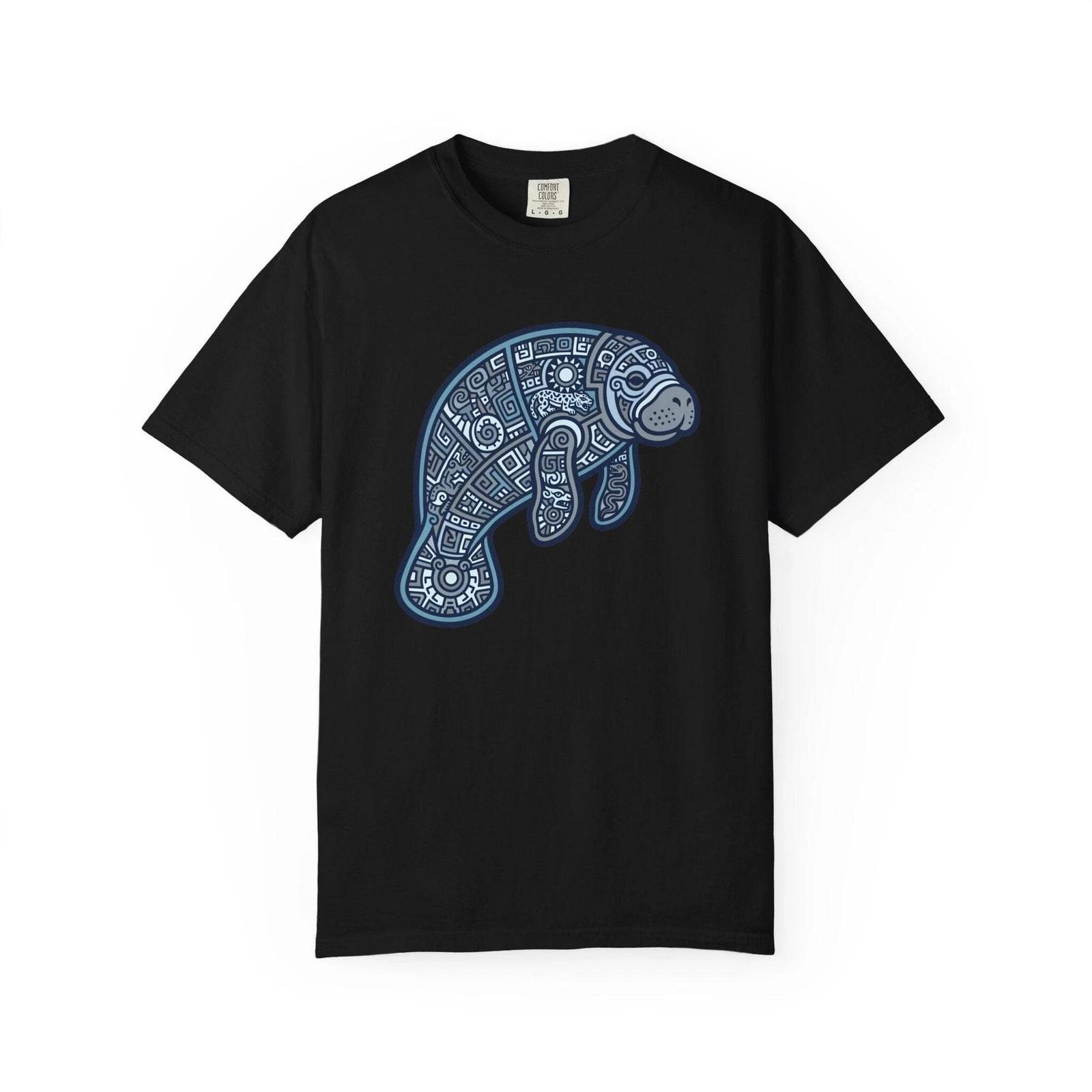 Mayan Manatee Geometric T-Shirt | Tribal Ocean Animal Unisex Unisex Tee XL