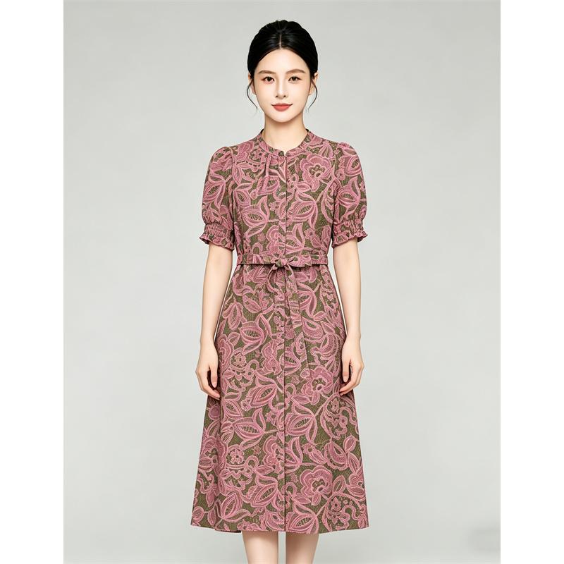 Casual Waist Cinched Long Dress