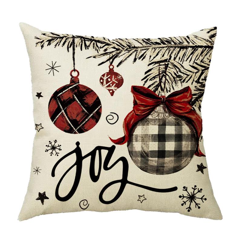 Christmas Pillow Cover Linen Printed Home Sofa Cushion Cover Car Headrest Office Pillowcase Christmas Party Decoration