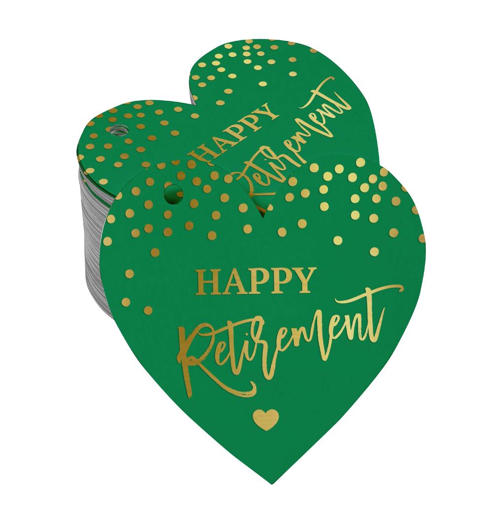 Inkdotpot Silver Foil Paper Hang Tag Happy Retirement Favor Tag 100 Pieces
