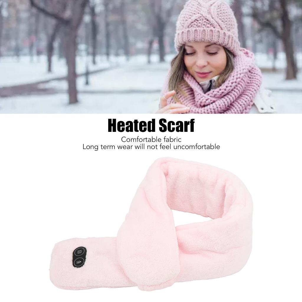 Heating Scarf Intelligent Temperature Adjustment USB Massage Function Electric Scarf for Man Woman Daily Use Pink