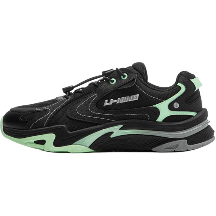 

Li Ning Детские удобные нескользящие дышащие повседневные кроссовки с низким верхом Детская повседневная обувь Черный флуоресцентно-зеленый YKCU246-1 38