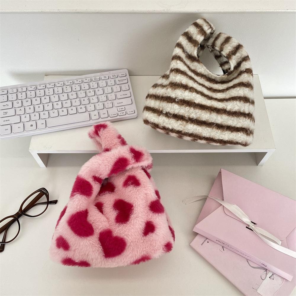 Leopard Print Women Clutch Bag Soft Plush Autumn Winter Fashion Handbag Tote Storage