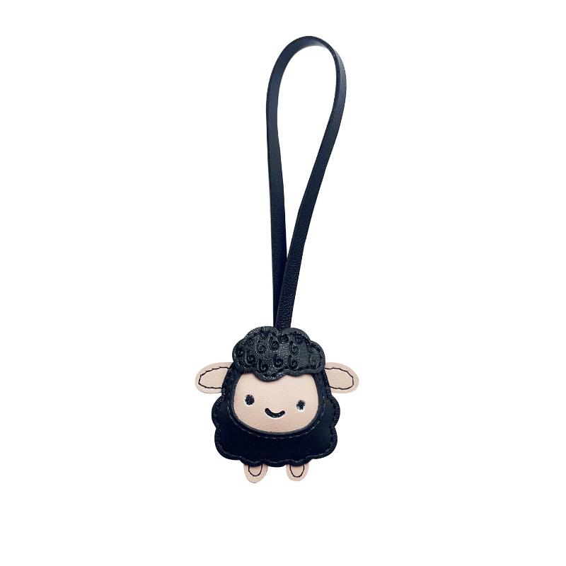Cute Artificial Leather Sheep Keychain Waterproof Durable Cartoon Lamb Bag Pendant Sweet Backpack Accessories New Year Gift