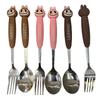 Cartoon Large Sized Labubu Stainless Steel Tableware Two-Piece Set Children'S Tableware Portable Fork Spoon Children'S Products
