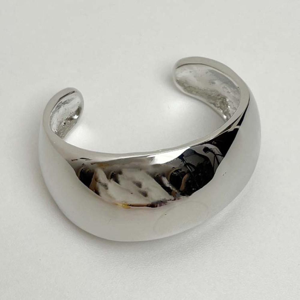 Glossy Surface Curve Wide Open Bangle Exaggerated Women's Wrist Jewelry  Festival Gifts