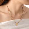Holiday atmosphere natural stone beaded white necklace versatile, niche Alxa stone high color retention titanium steel neck chain