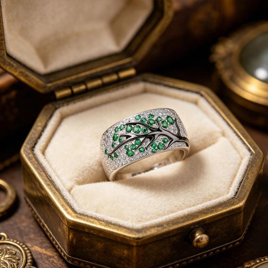 Finger Ring Zinc Alloy Plum Blossom Design Polished Finish Women Ring with Cubic Zirconia Inlaid Jewelry Gift
