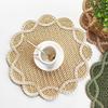Woven Placemat Heat Insulation Non-Slip Table Mat Retro Petal Shape Dining Mat
