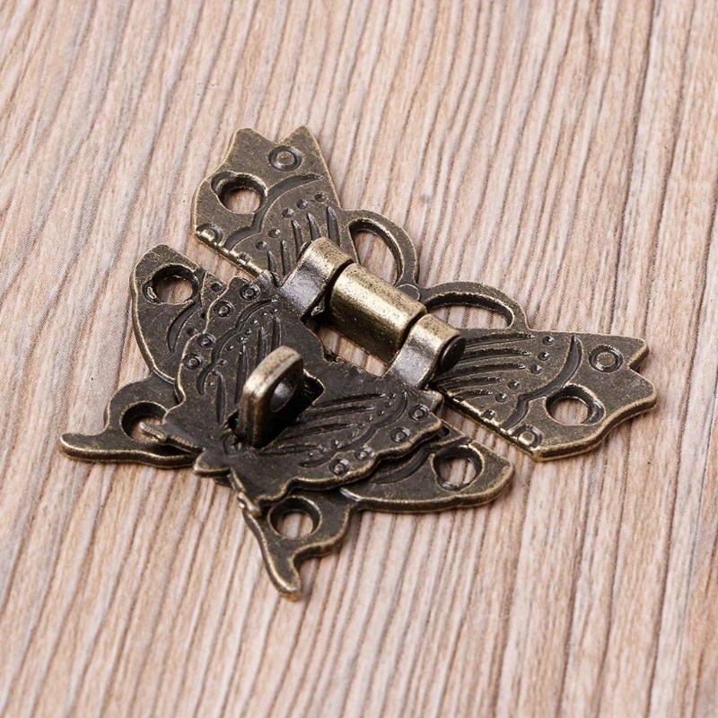 5Pcs Wooden Jewelry Box Case Lock Pad Chest Lock For Box Accessories Retro Vintage Butterfly Latch Hasp