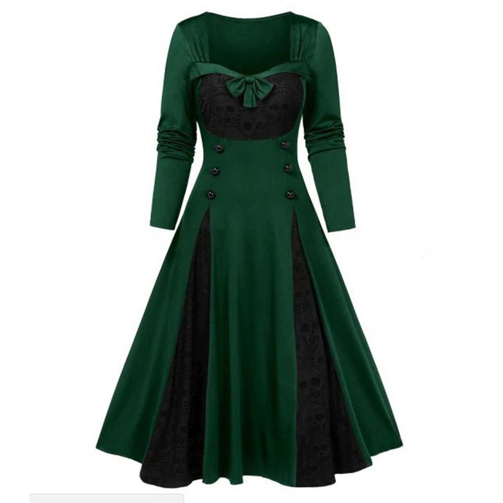 Women Bow-knot Dresses With Elegant Temperament And Long-sleeved Dresses