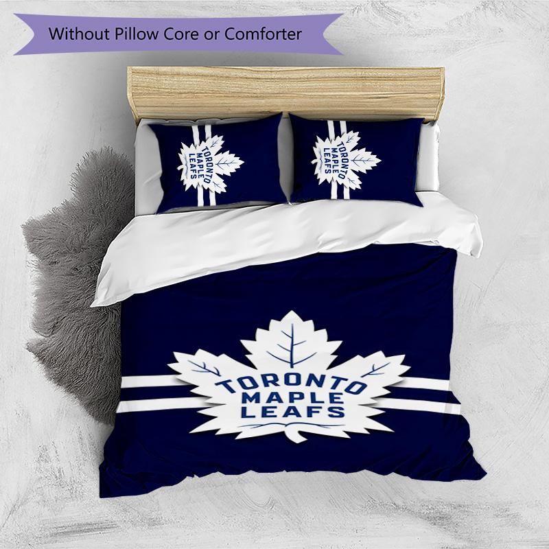 Toronto Maple Leafs Printed 3PCS Bedding Set Soft Breathable Duvet Cover Pillowcases Set Washable Bedroom Decor Home Gift