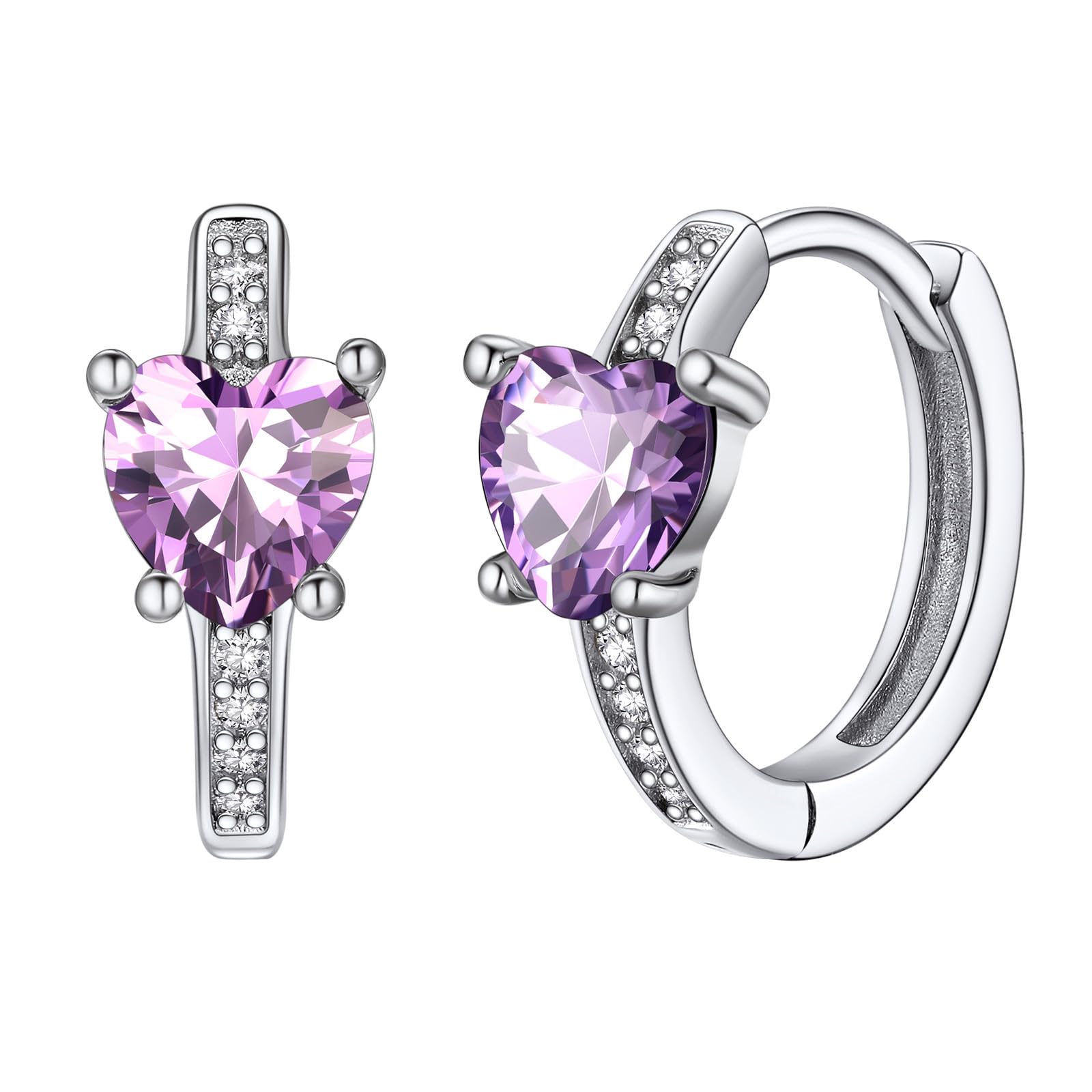 

Earrings for Silver Hoop Ring Accessories [Silvora] Women, Heart, 925, Earrings, Non-Worn, Earrings, Zirconia, Birthstone, June,