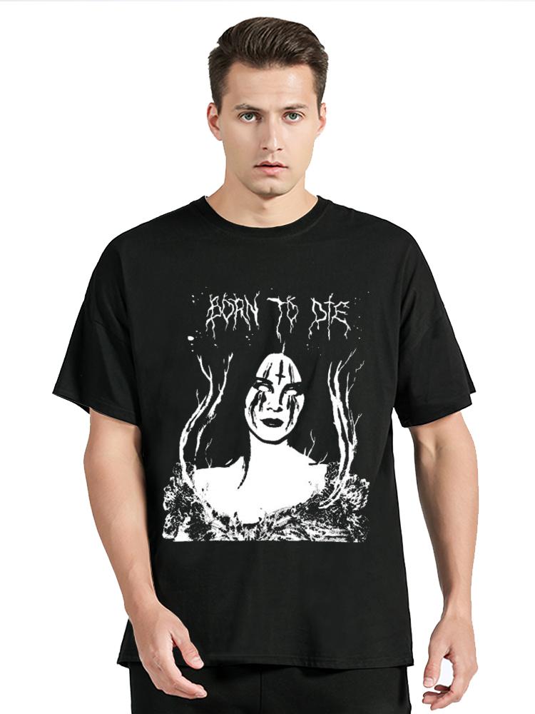Singer Lana Del Rey Born To Die Horror Print T-Shirt Cotton Tshirt Oversized Tshirt Unisex Tops Tees Streetwear Fitness T Shirt S разноцветный