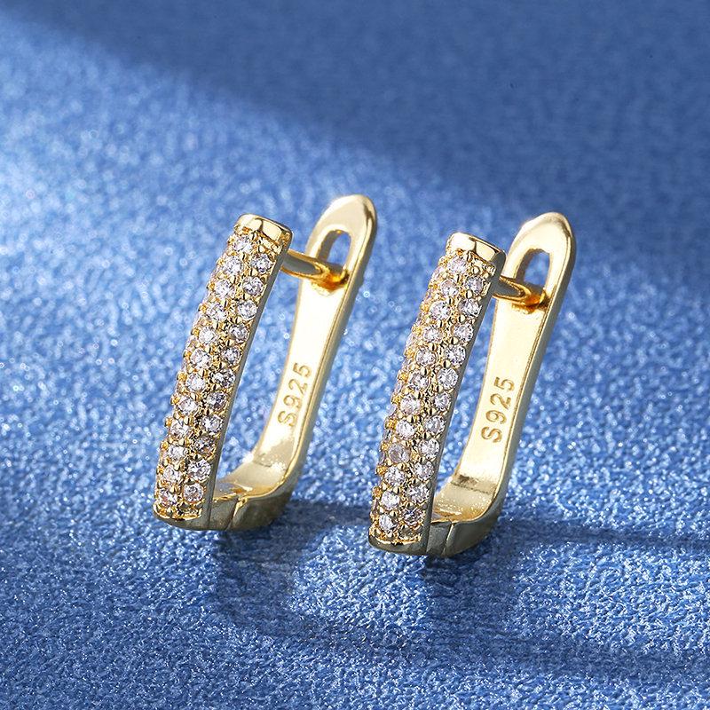 Elegant English Ear Buckle Zirconia Stud Earrings for Women - European & American Style