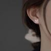 Fresh and Sweet Four-leaf Clover Pink Zircon Stud Earrings Women's Niche Design Light Luxury Earrings