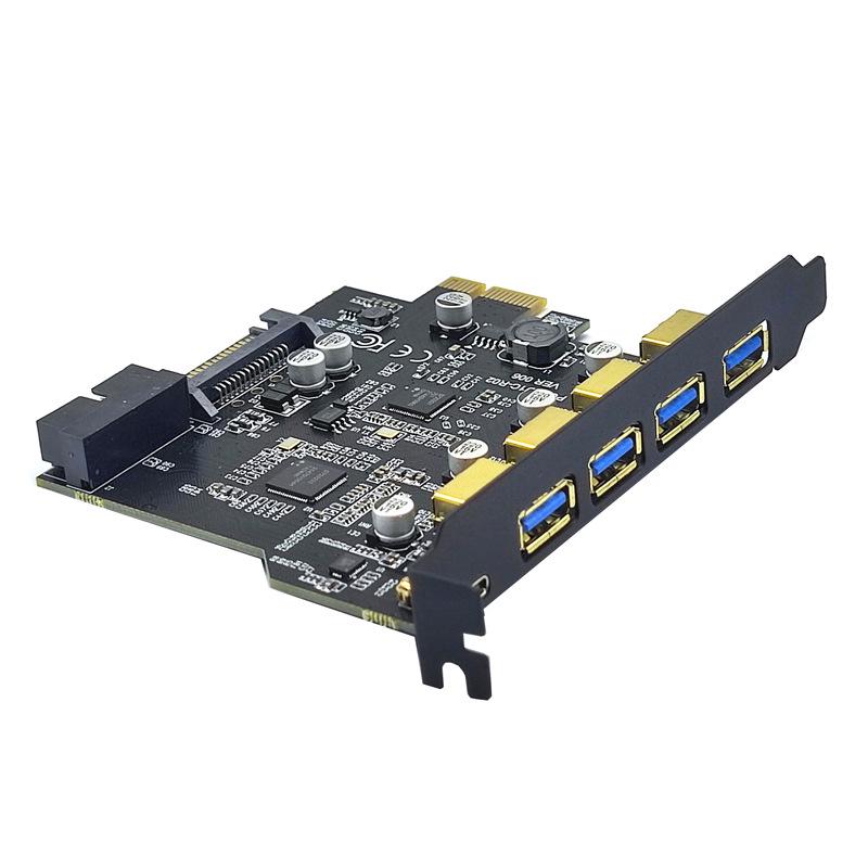 7-Port USB 3.2 Adapter Card with 5 External Ports + 19-Pin Front Panel, Dual-Core Host Controller, GEN1 5Gbps.
