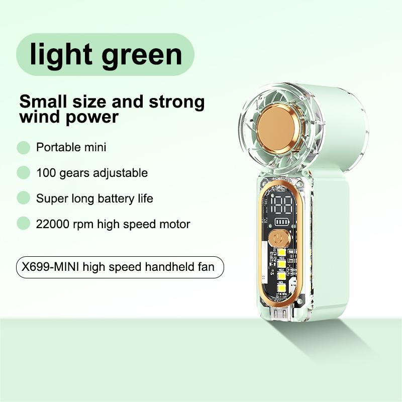 Usb Rechargeable Mini Handheld Fan Ultra-Quiet Digital Display Small Electric Fan Powerful Wind Personal Cooling