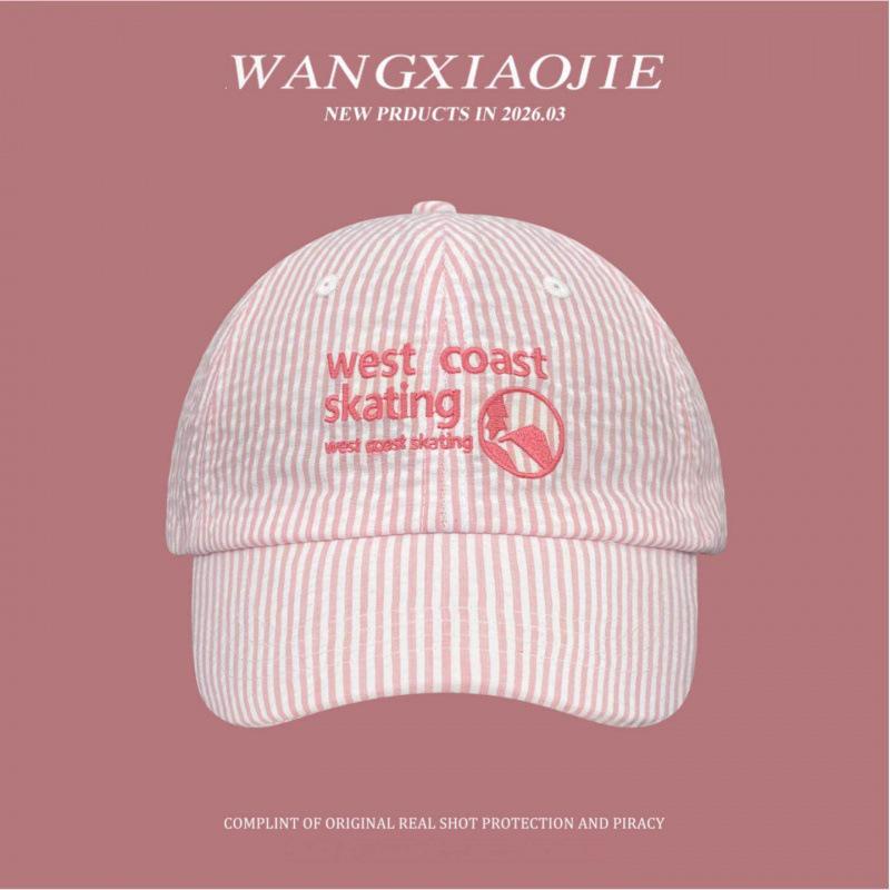 Striped letter embroidered baseball cap women's spring new summer thin breathable sunshade cap tide