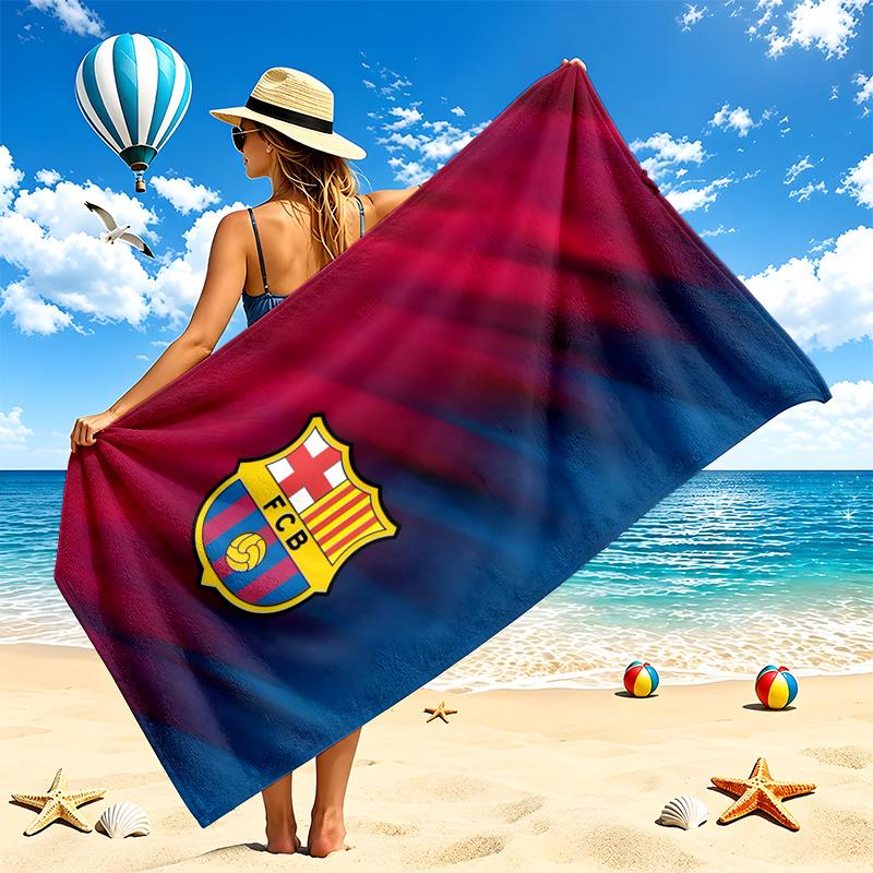 Asciugamano da Spiaggia FC Barcelona Asciugatura Rapida Morbido Microfibra Resistente alla Sabbia Oversize Telo da Bagno Cabana per Piscina Viaggio Regalo