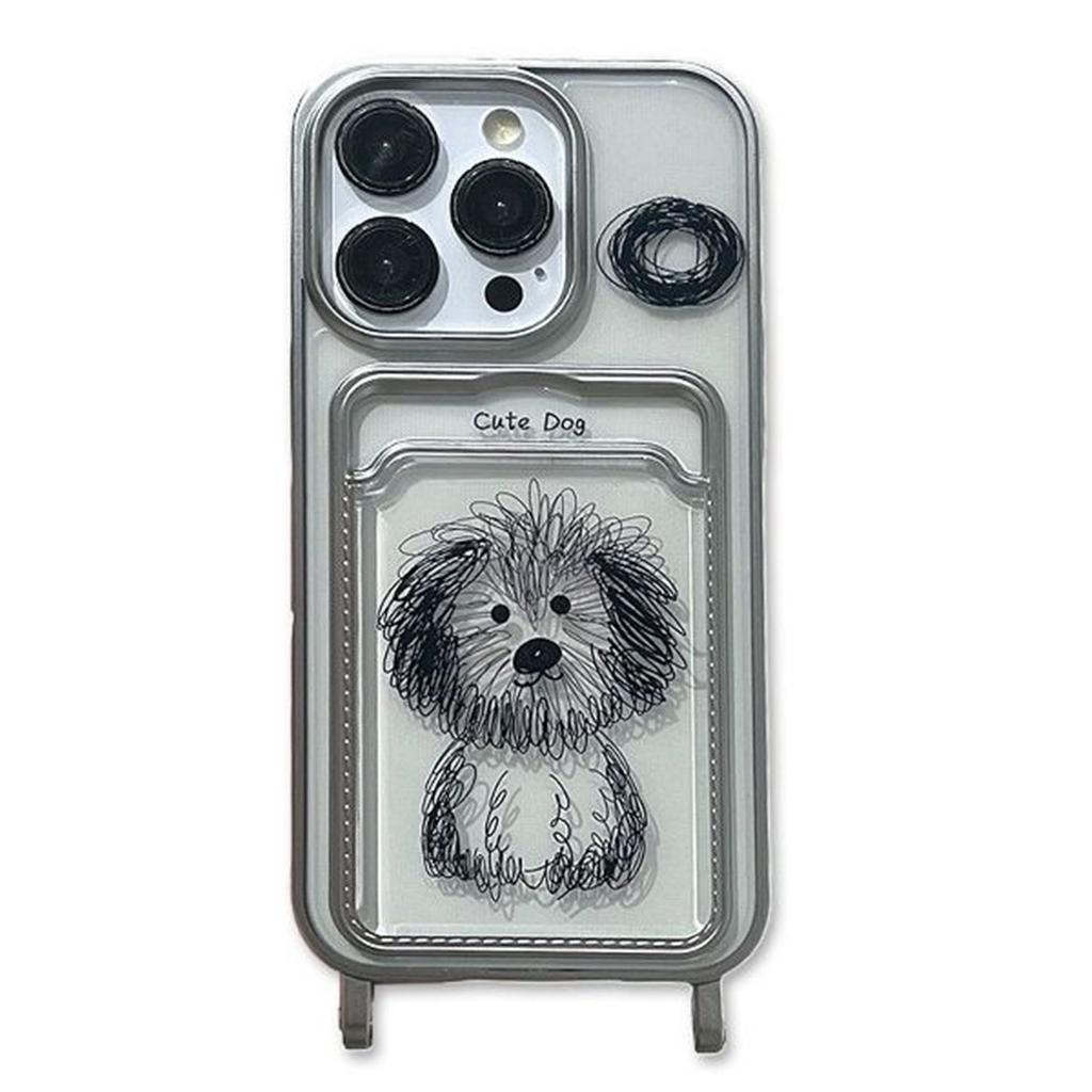Electroplated Lanyard Card Holder Line Explosive Dog Goddess Anti-fall Skin-feeling Mobile Phone Case