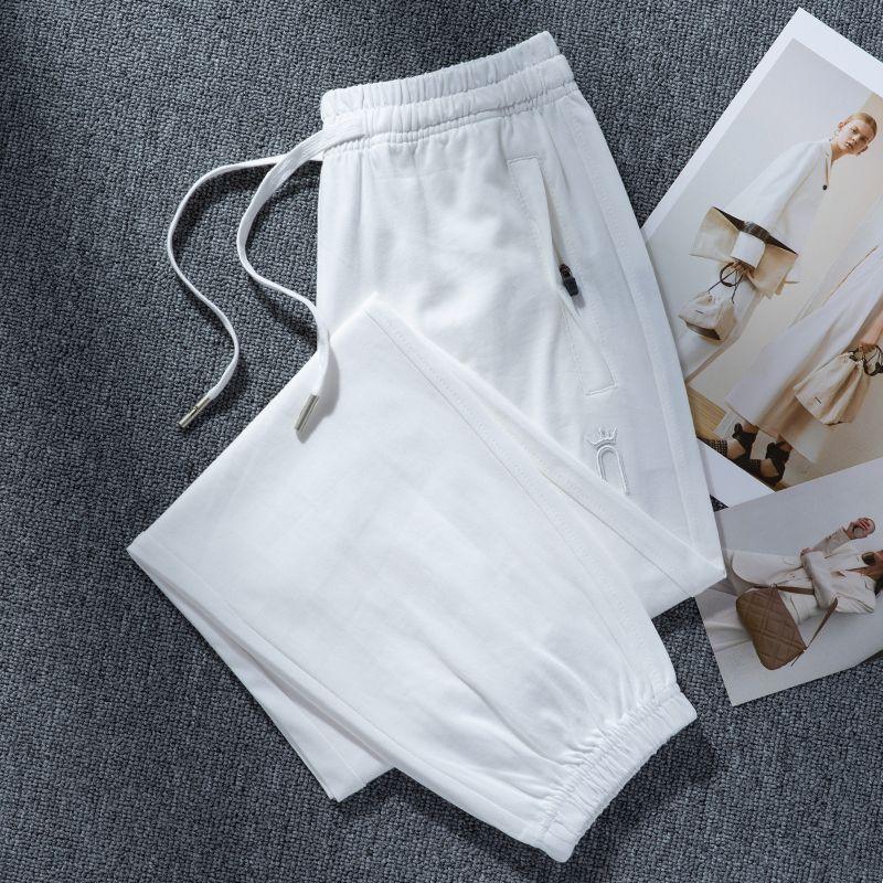 Cotton Thin Style in Beige Small Oversized Track Pants