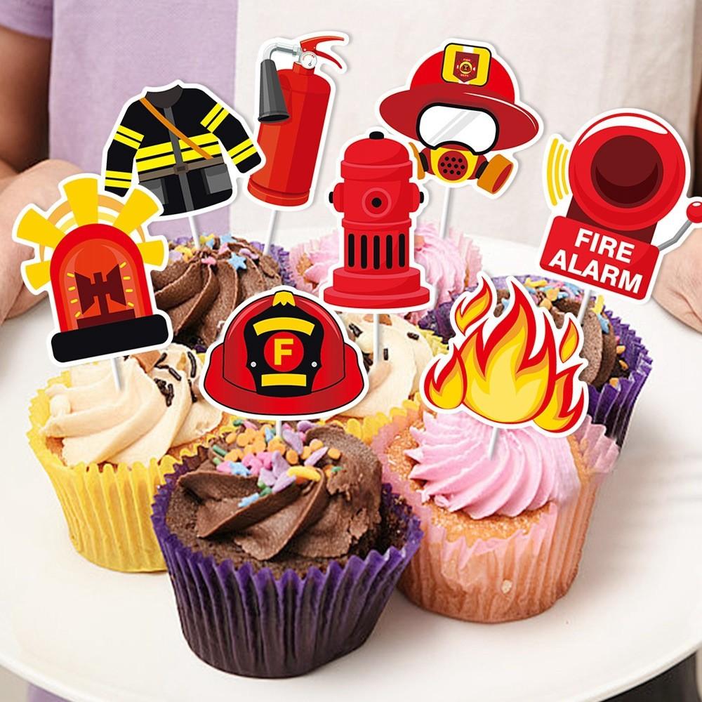 Birthday Fire Themed Cake Decoration Plugin Eight Piece Sets Party Props