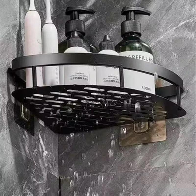 Estante de aleación de aluminio para champú Estante de baño Organizador de almacenamiento de maquillaje Estante de ducha Accesorios de baño Estante de esquina para pared sin taladro