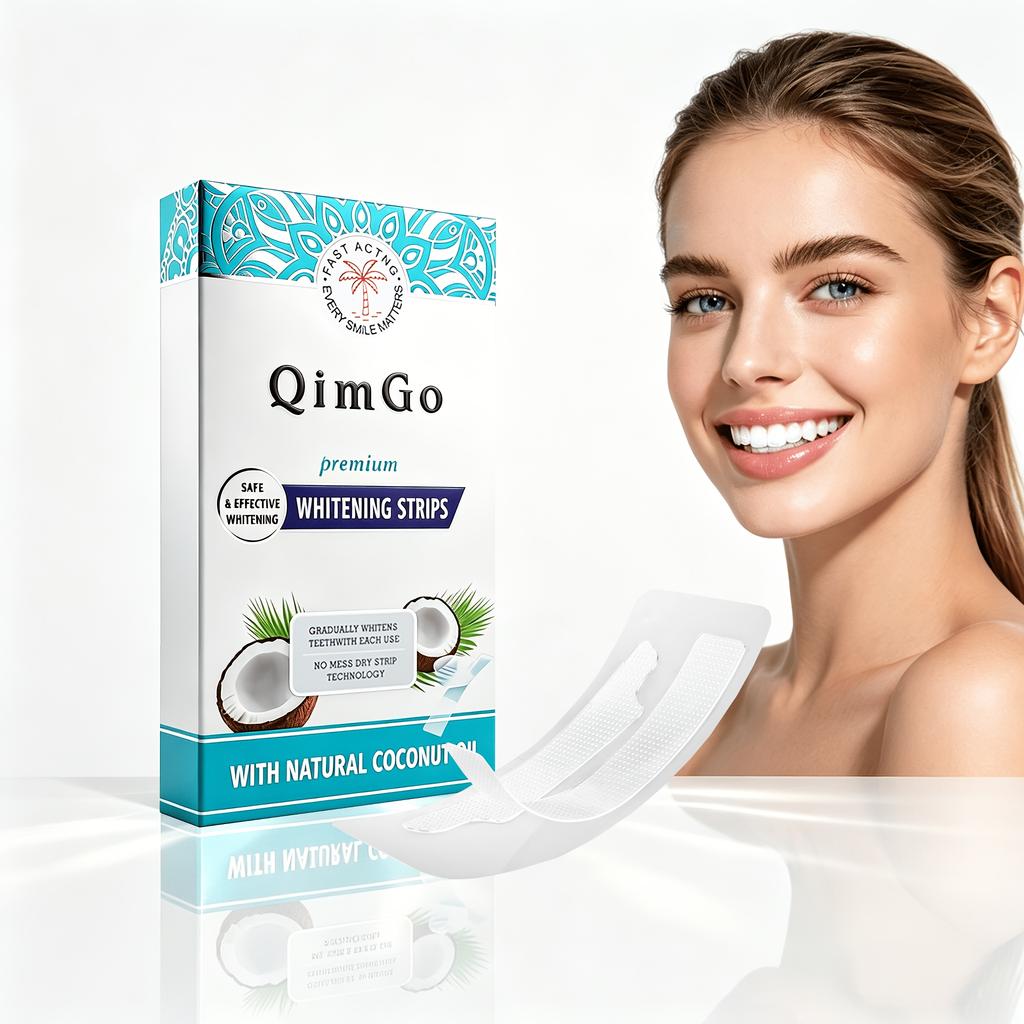 Coconut Oil Teeth Whitening Strips - 14 Pairs Non-Slip Dry Strip Technology for Home Use