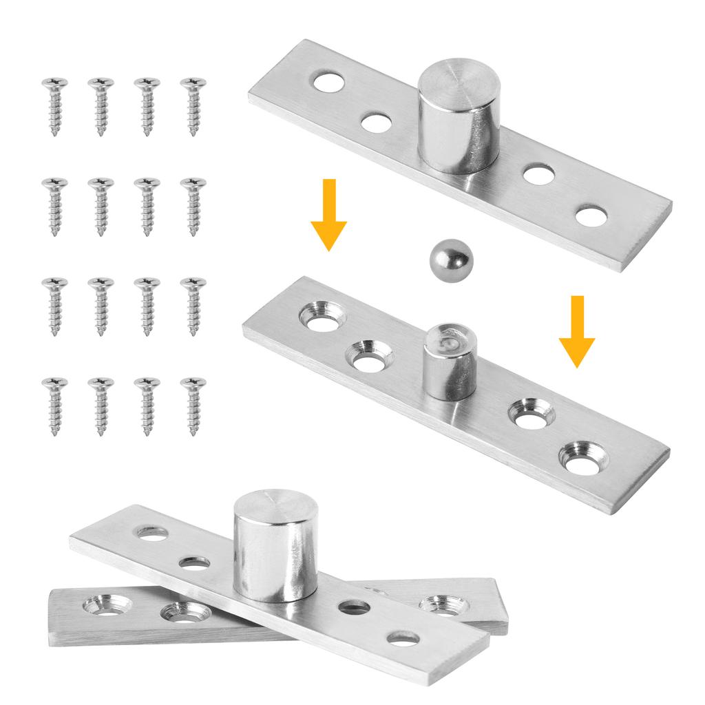 Stainless Steel Pivot Hinge Central and Offset-Axes Rotating Hinge 360 Degree Door Concealing Up Down Shaft for Wooden Doors