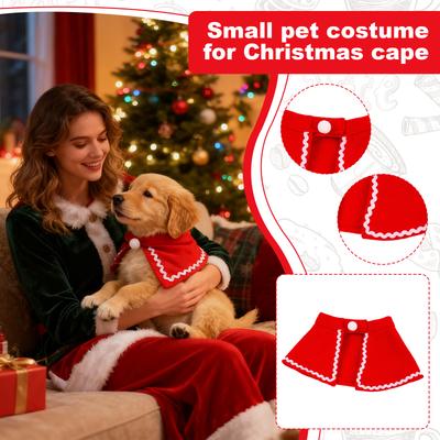 Pet Christmas Cape And Hat Festival Set Dog Transformation Costume Christmas Outfit For Small Dogs