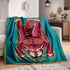 1Pc Tiger Abstract Artwork Blanket Soft And Comfortable Casual Warm Camping Travel Christmas Halloween Xmas Gift M9286