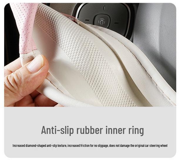High-end Perforated Leather Steering Wheel Cover, Universal Fit, Breathable, Anti-Slip, Sweat-Absorbing for All Seasons