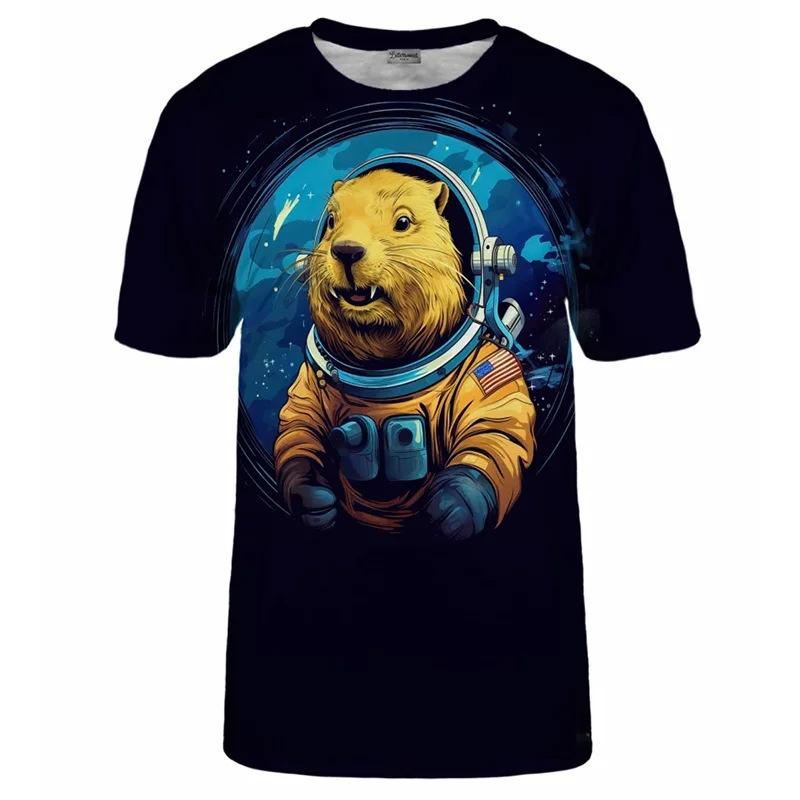 Cute Interesting Capybara Animal Graphic T-shirt Men 3D Printed Short Sleeved Round Neck T-shirt