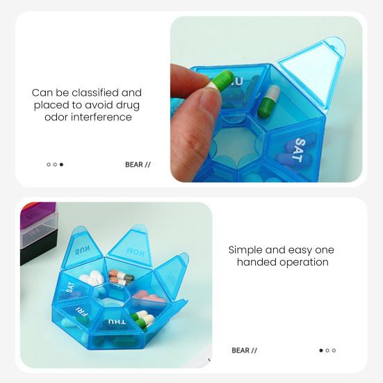 Weekly Pill Organizer with 7 Compartments Portable Travel Pill Case Once Daily Medication Dispenser Capsule Pill Management Storage Box