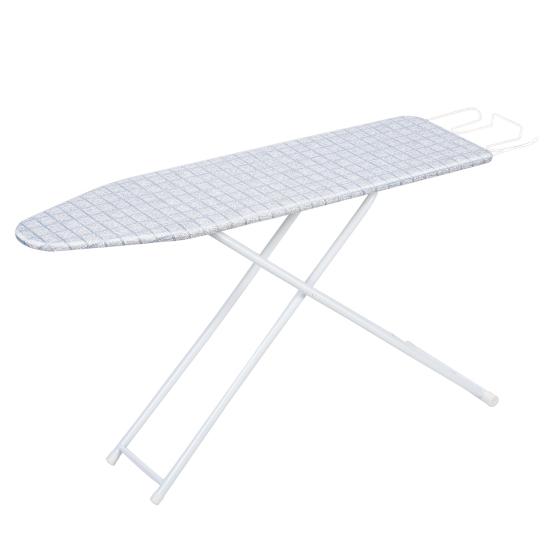 Bureau Strijkplank Volledige Maat Opvouwbaar Huishoudelijk Uitbreidbaar Stabiel Strijken Buiten met Hittebestendige Hoes (42 inch Blauw Geruit Patroon) Houten