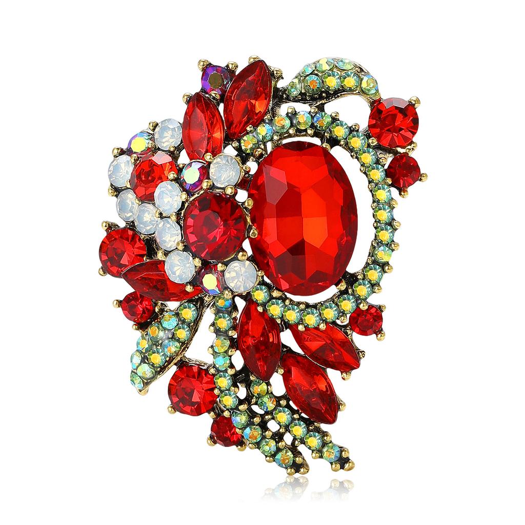 Crystal Flower Badges Brooch for Women Girls Vintage Accessories