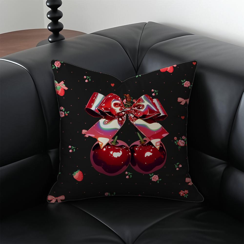 Strawberries and cherries Cushion Cover Pillow Case Antidustmite Invisible zipper silky plush cushion