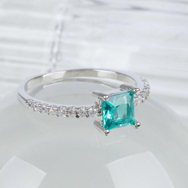 AUGUST ALICE Ozeanblau Prinzessschliff Zirkonia Ring