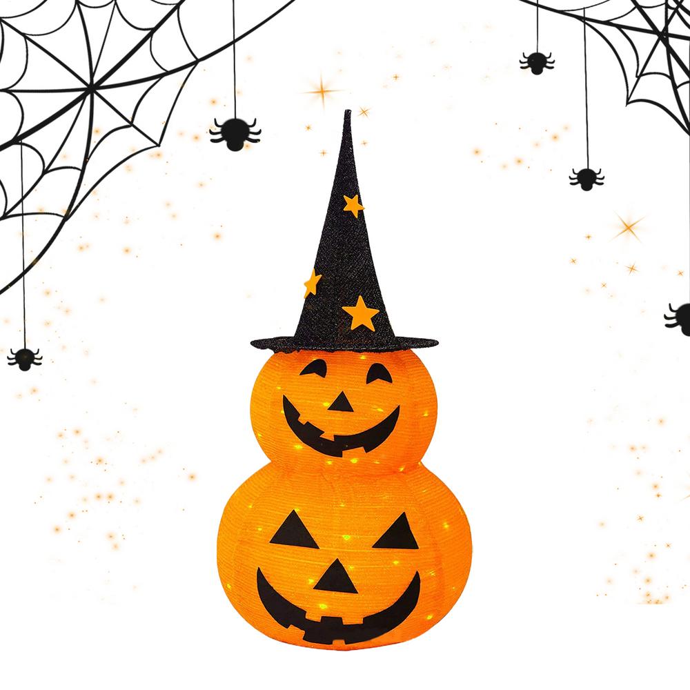 Halloween LED Pumpkin Lights Bedside Decor Pumpkin Light With Black Top Hat Thanksgiving Fall Decorations LED Lamp With 8 Modes