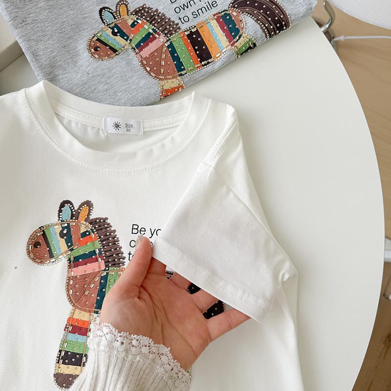 Boy Or Girl Casual Cartoon Pony Short-sleeved T-shirt For Summer, Cute Children's Top